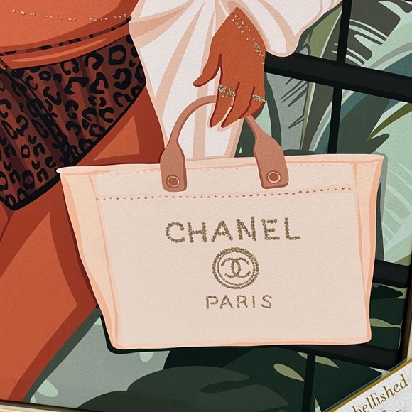 NEW Designart 'Chanel Resort Babe' Modern Framed Canvas Wall Art Print 16" x 20" - Picture 3 of 9